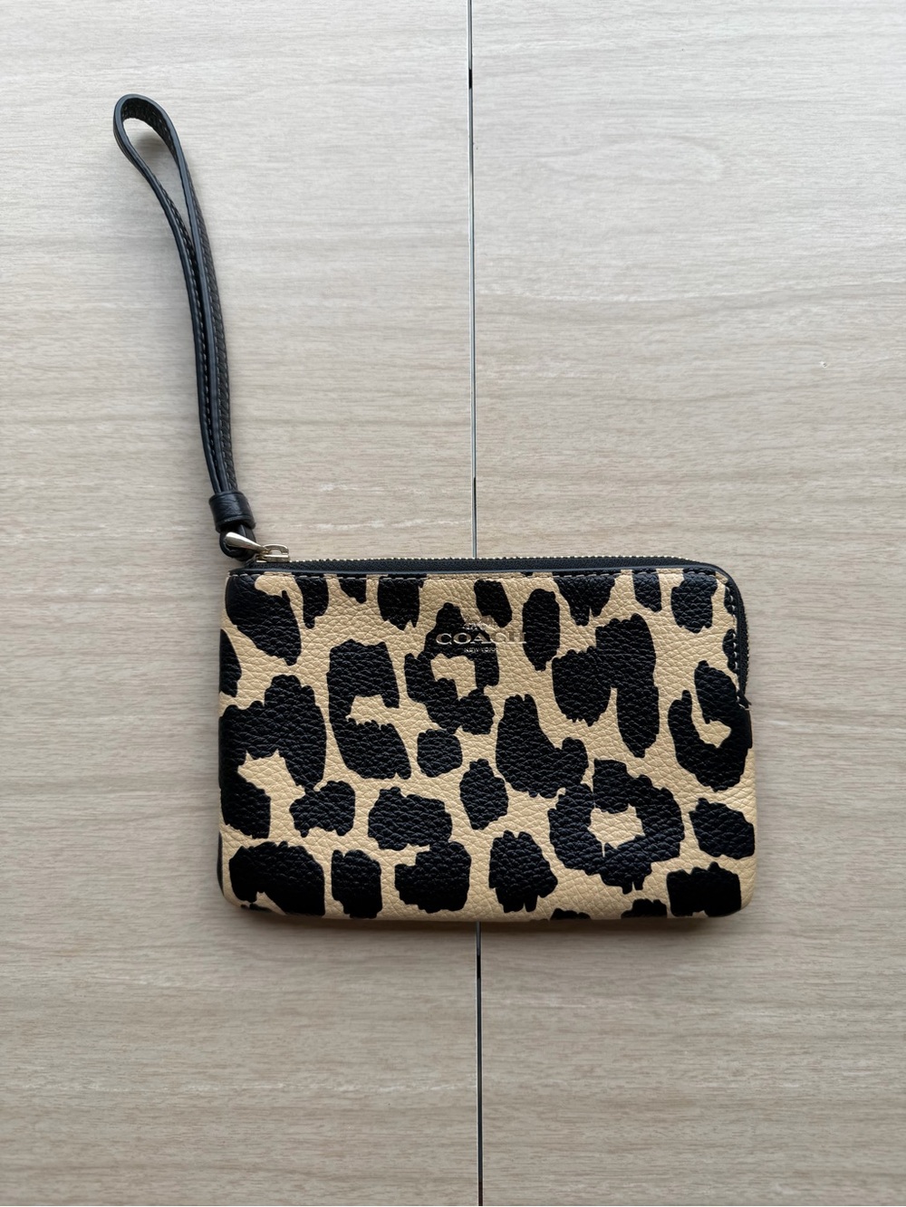Coach Leopard-Print Wristlet in Tan and Black